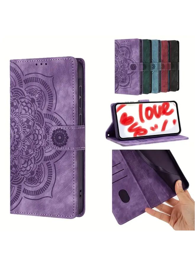 Black Leather Card Holder Phone Case For Galaxy S24 Ultra With Lanyard - Image 1
